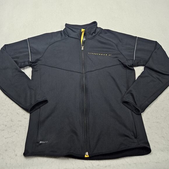 Nike Livestrong Dri-fit Active Jacket Medium Black Long Sleeve Full Zip Running - Picture 1 of 7